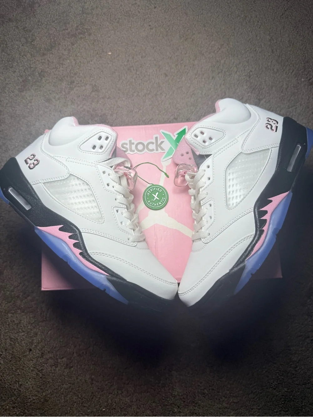Jordan White Sneakers with Pink & Black Accents